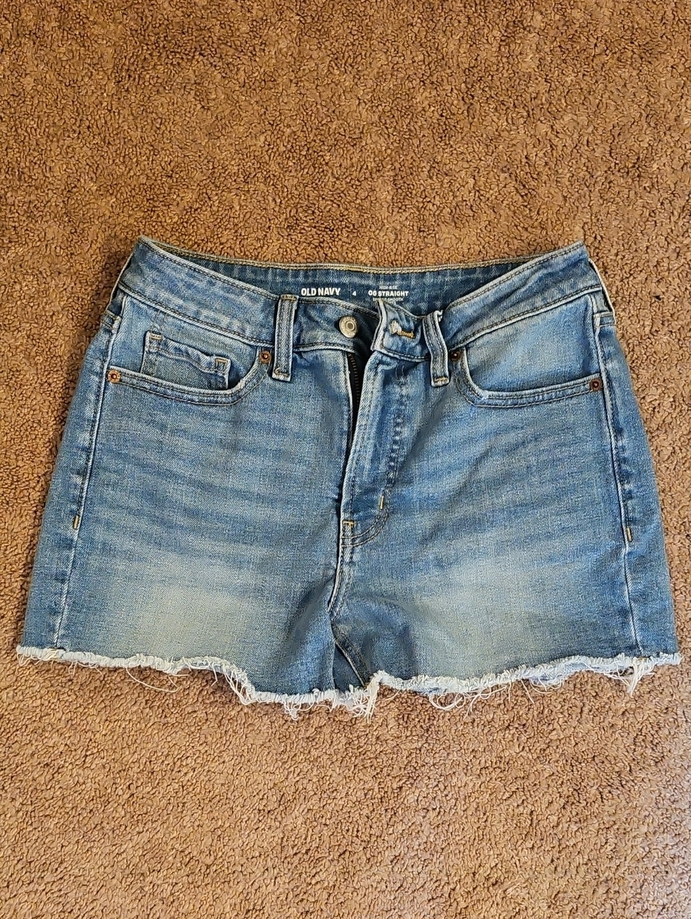 Old Navy Medium Blue Denim Frayed Hem Shorts